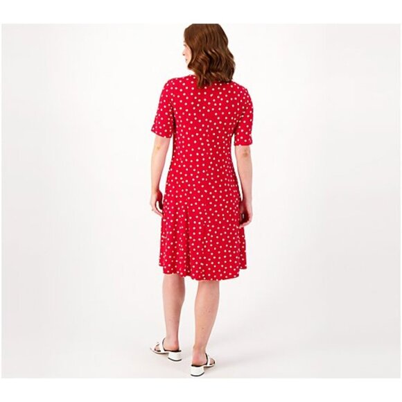 Susan Graver Multi-Tropical Tall Liquid Knit Fit & Flare Dress Size Tall Large - Picture 2 of 4